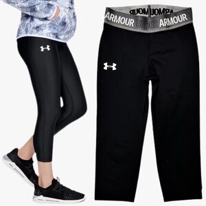 Under Armour HeatGear Black Crop Legging Girls Size Small YSM